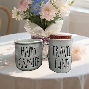 Rae Dunn Coin Bank & Camping Mug Set, Mint.